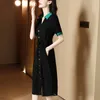 Vestidos de festa vestido preto feminino Fashion Colorblock Bolt Button Down camisa vintage Manga curta Aline Mulheres vestidos