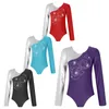 Figuur schaatsen jumpsuit dames metallic glanzende strass met lange mouwen bodysuit ballet dance -turnpakje voor vrouw gymnastiek huitenaarden