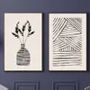 Wandkunst Schwarz -Weiß -Streifen Geometrische Vase Blätter Pflanzen Leinwand Malerei Nordische Plakate und Druckbilder für das Wohnzimmer