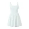 Casual Dresses 2024 Sexy U Collar Fishbone Corset Style Mini Tank Dress White Women Bodycon Sleeveless Hem Ball Gown Swing Party Robe