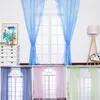 Wear Rod Pocket Rainbow Curtain Pure Color Tulle Curtain For Living Room Sheer Voile Wedding Decor Modern Bedroom Window Tulle