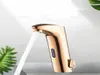 Bathroom Sink Faucets Brushed Gold Deck Mounted Brass Automatic Sensor Faucet Basin Touchless Infrared Cold Rose Taps3072735