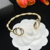 Bracelets Women Designer Letter Hollow Out Open Bangle Jewelry 18K Gold Plated Stainless Steel Crystal Cuff Bracelet Wristband Wedding Gifts Accessories