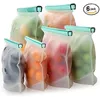Storage Bags 6PCS 3Size Reusable Extra Thick Silicone Food Leakproof Zipper Freezer For Marinate Meats Sandwich