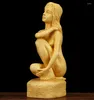 Decorative Figurines 13 CM Tall Beautiful Girl Figure Boxwood Figurine Carving Pretty Lady Feng Shui Sculpture Live Room Decor - #W142