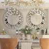 Luvodi Большой круглый декор зеркало для гостиной /столовая /кровать /встреча /ванная декоративная декоративная с серебряным художественным дизайном Starburst