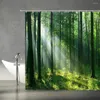 Douche gordijnen regenwoud gordijn palmbomen exotische planten tropische jungle natuur schilderachtige landschap stof badkamer decor set met haken