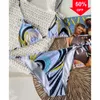 High Quality Womens Designer Swimwear Sexy Bikinis 2024 New Fashion Blue Printed Bikini Set Pads Push Up Swimsuit Women Swimwear Luxury Beachwear Biquinis