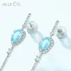 Dangle Earrings ALLNOEL Solid 14K White Gold For Women Natural 4 6mm Swiss Blue Topaz Anniversary Gift Fine Jewelry Handmade