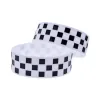 1 PC Racing Checkered Flag Silicone Rubber Bracelet 1 Inch Wide Sport Bangle