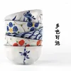 Bowls FANCITY Song Blue And White Soup Bowl Home Large Size Korean Japanese Style Retro Attapulgite Creative Personality Salad Noodle