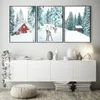 Рождественский плакат Canvas Painting Snow Forest Deer HD Print Wall Art для гостиной дома декор скандинавский рождественский подарки подарок