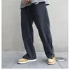 Men's Pants Trousers For Men Slit Wide Casual Man Black Straight Sale Stylish Cotton Streetwear Classic Fashion Summer