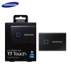 Drives Samsung 2TB portátil SSD T7 Touch 2TB USB 3.2 Gen 2 TypeC Estado sólido de estado sólido TIPO DIVERTIME