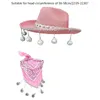 Berets Kids Cowboy Hats Western Hat with bandana kostium Tassels Glitter Cowgirl for Women Girls F0S4