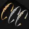 Bangle Jewelry 2024 Trendy Luxury Stapelbar Bangle Cuff For Women Wedding 316L rostfritt stålarmband unika kedjelänk flätad 240411