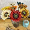 装飾的な花人工ひまわりの花Diy Bouquet Home Office Desktop Balcony Decoraturation Wedding Party Garden Decor Daw