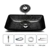 Bathroom Sink Striped Tempered Glass Sink Rectangular Vanity Basin Hotel Corridor Hand Wash Pool Washroom Washbasin With Faucet