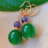 Dangle Earrings Fashion Green Round Banded Agate Purple Chalcedony Gold Wedding Bridal Children Hoop Custom Party Crystal Clip-on