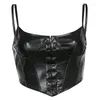 Camisoles Tanks Women's Corset Sexy Black Pu Leather Bustier Crop Top Camis