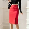 Sexy Rock S-5xl Elastic Bodycon Office Röcke Frauen 2023 Mode hohe Taille Black Bleistift Rock Eleganter koreanischer Stil y Red Midi Rock L410