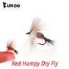 Bimoo 6pcs 14# Barb Brown Hackle Red Humpy Dry Fly Floating Fly Artificial May Fly Caddis Fly Grayling Forel Vist Lures Ail