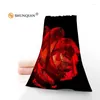 Handduk Anpassad Rose 35x75cm ansiktshanddukar Facecloth Microfiber Washcloth Snabbtorkande sport