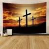 Tapestry Cristo Cross Wall Art Christian Faith Decor Presente Quarto da sala do dormitório Sunset