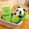 Stuffed Plush Animals Bamboo Tube Panda Holding Bamboo Kids Gift Cute National Treasure Giant Panda Doll Fubao Huahua Gift Sofa Decoration 25cm L411