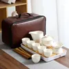 Ensembles de voiles de thé avec sac 6 tasses de thé chinois Travel Travel Ceramic Portable Teapot Porcelain Taset Gaiwan Tool
