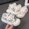 Sneakers Girls Canvas Shoes 2023 Autumn New Breattable Childrens Board Boys Leisure Sports Cookie H240411