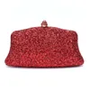 Women Purple/Red/Pink Stones Evening Clutch Bag Diamond Sequin Wedding Clutch Purse and Handbag Party Banquet Chain Shoulder Bag