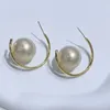 Dangle Earrings Korean Fashion Design Light Round ImitationPearl for Women Retro Gold Color C字型ドロップイヤリングボーホンジュエリー