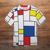 Mondrian Geometrie T-Shirt Moderne Kunst Neuheit T-Shirts Kurzärmler Grafik Tops Heißer Verkauf Sommer Essentielle große Größe T-Shirts