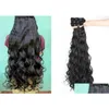 Hårstycken Långt syntetiska lockiga buntar Naturliga färgförlängningar för kvinnor 30 tum wefts African Curls Drop Delivery Products Ot7nt