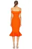 Casual jurken Orange Slash Neck Strapless Bodaycon Kindage Mouwloze Mermaid Dress Women Elegant Celebrity Evening Party Groothandel