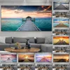 Modern Sea Pier Landscape Wall Pictures Seascape Canvas Painting Bridge to Sea Posters and Prints for Living Room Decoration