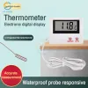 Mini termômetro interno digital LCD com sonda à prova d'água sensor de temperatura conveniente para aquário de frigoríneos de peixe ao ar livre