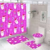 Shower Curtains Cartoon Santa Claus Bathroom Set Curtain Non-Slip Rug Bath Mat Lid Toilet Cover Christmas Xmas Gift Home Bathtub