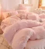 Coquette de couette PSH Set 4 pièces King Queen Size Ultra Soft Liberding Set Faux Fur Design Counterter Home Bed Textiles3642420