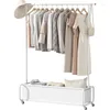 Rack de roupas de cabides com grande organizador de bolsas de armazenamento Stand On Wheels 2-em-1 Derrilha independente