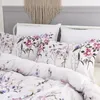 Ensembles de literie bonenjoy White Color Set King Size Flower Imprimé Couper à couverture Lit Lit avec taie d'oreiller Double floral