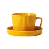 Tasses Saucers en céramique jaune blanc tasse de porcelaine minimaliste expresso plateau de thé réutilisable vintage mokken et soucoupe 50bd