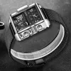 Montre-bracelets Lige Fashion Black Steel Man Watch Dual Digital Displays Watchs Sport Chronograph Imperproping Quartz Hommes Military Wristwatch