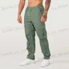 Herenbroeken Heren Laadbroek Strtwear Fashion Casual Pants Jogger Gym oefening Running Trainingsbroek Losse rechte beenbroek T240411