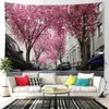 Sakura Tree Tapestry Pink Wall Tapestries Hanging Room Decor Natural Landscape Mountain Forest Wall Tapestry Bedroom Home Decor Aesthetics R0411
