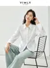 Frauenblusen Vimly Cotton White Hemd Frau französischer Stil elegante Taillenhemden 2024 Spring Revers Casual Long Sleeve Top M5826