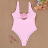 Damskie stroje kąpielowe seksowne Bandeau 3D Flower Bikini Top z jednym kawałkiem kostiumu kąpielowego Kącika kąpielowa Push Up wycięcie Monokini Beach Wear Bather