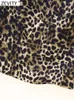 Vestidos casuais Zevity 2024 Mulheres High Street Street Sleeseless Leopard Print Lace Edge Sling Mini vestido feminino chique em zíper Festa vestidos