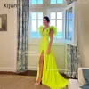 Robes de fête Xijun Sexy Green Longue soirée V collier Slit Prom Prom Pleas Occasion Forme Robes Celebrity robe 2024